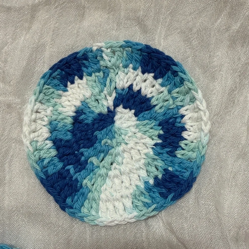 Blue and White Crochet Coasters